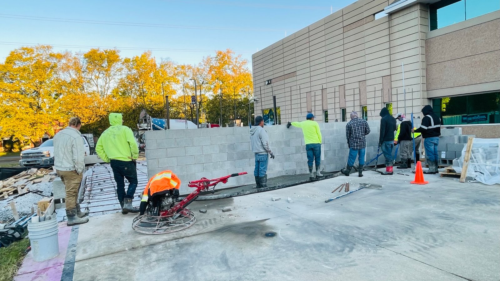 ACE Concrete Contractors crew finishing a concrete pour on a Nashville job site
